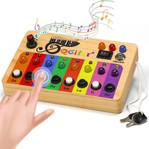 Music Busy Board With Led Light, Montessori Toys For Toddlers, Wooden Sensory - $39.92