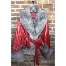 BARYA NEW YORK Women&#39;s Fox Trim Leather Jacket Red - $858.00