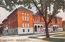 Rock Island Illinois High School 21st &amp; 6th Ave Postcard 1910 Destroyed By Fire - £5.75 GBP