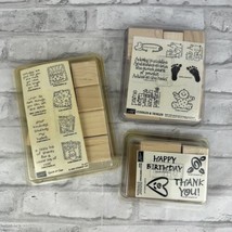 STAMPIN UP Wood Rubber Stamp Sets Lot Of 3 Sets New Greetings Baby More - £19.97 GBP