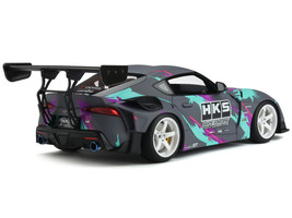 2019 Toyota GR Supra "HKS" Gray with Graphics 1/18 Model Car by GT Spirit - $196.48