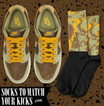 SPLATTER Socks for N Dunk Low Dusty Olive Pro Gold Green Orange Brown Shirt - £16.47 GBP