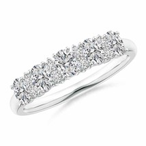 ANGARA 0.71 Ct Five Stone Oval Diamond Wedding Ring with Accents in 14K Gold - £1,501.21 GBP