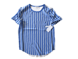 NWT Equipment Riley in Amp Blue Stripe White Contrast Back Relaxed Silk Shirt S - £34.71 GBP