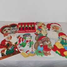 Cleo Lot of 8 Die Cut Christmas Window Decoration One Side Flocked Santa Snowman - £38.45 GBP