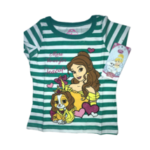 DISNEY PRINCESS T-SHIRTS (2T, GREEN STRIPES BELLE) - $5.87