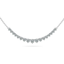 2Ct Round Real Moissanite Diamond Curved Tennis Necklace 14K White Gold Finish - £147.04 GBP