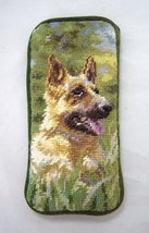 Hand Embroidered German Shepard  Soft Eye Glass Case - £11.84 GBP