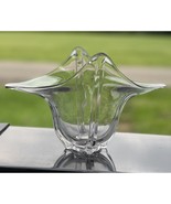 Vintage Duncan Miller Glass Clear Crimped Flared Pointed Console Vase Bowl - $568.40 MXN