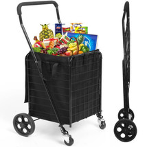 Folding Shopping Cart for Groceries, Grocery Cart with Waterproof Liner and 360° - $226.76