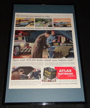 1955 Atlas Batteries Framed 11x17 ORIGINAL Advertising Display - £46.51 GBP