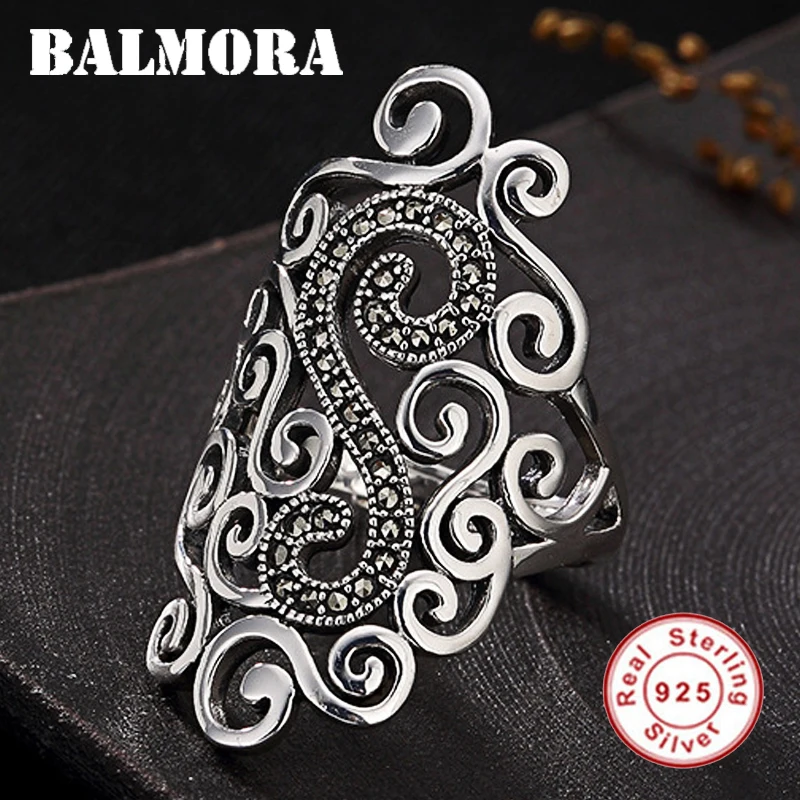 BALMORA  Real 925  Silver Note  Mosaic Stone Resizable Rings For Women F... - £43.82 GBP