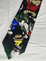 Vintage Looney Tunes Tie 1998 Bugs Taz Tweety Sylvester Golf Black 100% ... - $10.00