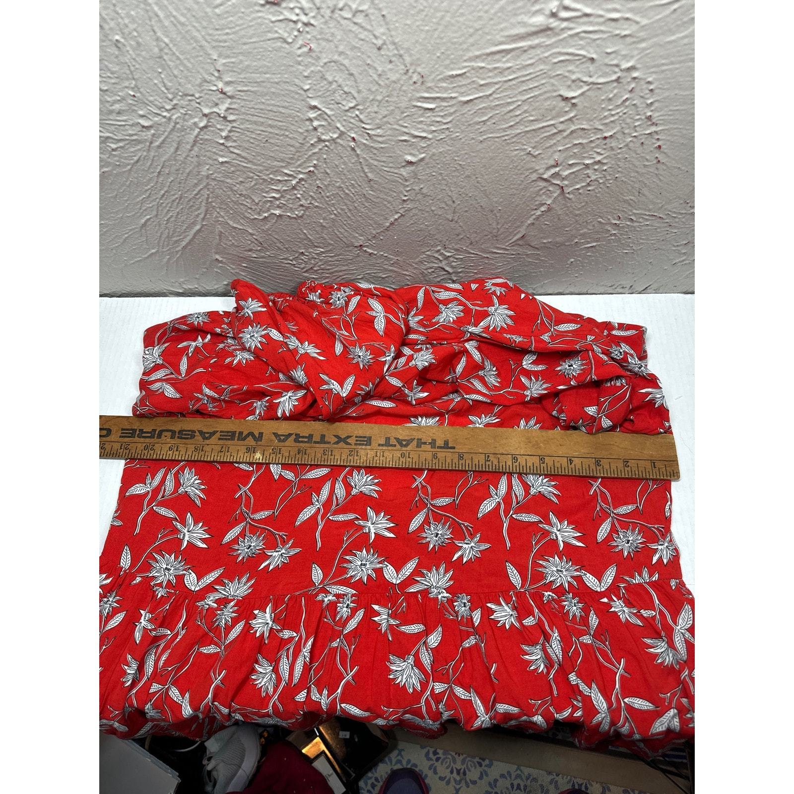 Ivy Jane Womens Red Floral Boho Peasant Long Sleeve V Neck Top Size Medium Item image 5