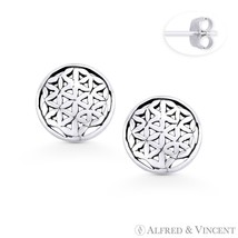 Flower of Life New Age Sacred Geometry Charm .925 Sterling Silver Stud Earrings - £13.00 GBP