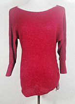 Express Juniors XS Top Red Metallic Sheer Tunic Three Fourth Sleeve Side... - £15.42 GBP