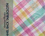Flannel Back Vinyl Tablecloth 60&quot; Round, MULTICOLOR LINES # 1, AP - £11.89 GBP
