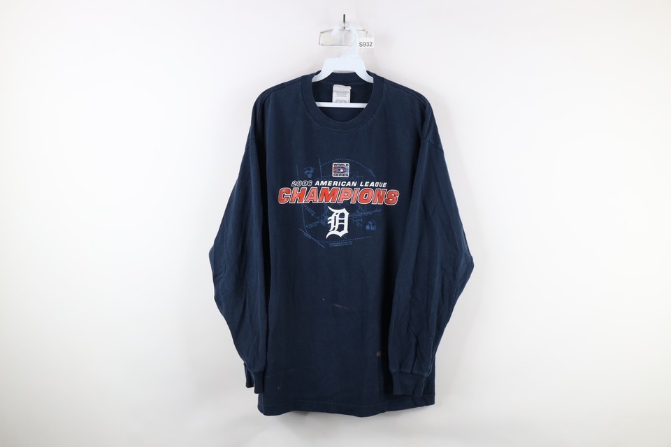 Vintage Mens XL Distressed 2006 AL Champs Detroit Tigers Long Sleeve T-S... - $39.55