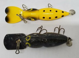 Lot of 2 lures, Vintage Hellbender Yellow with Spots Esquire Instant Bass KO - $9.89