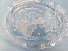 Mikasa Christmas Angel Nut Candy Sweets Dish Plate Round Glass Etched 9&quot; - $29.99