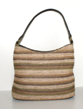 Vintage Straw Handbag - Stripes straw Handbag - Vintage Woven Handbag - £23.94 GBP