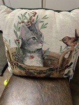 accent pillow with cat and bird - £18.64 GBP