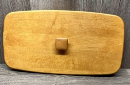 Longaberger Woodcrafts Lid 14.5 x 7.5 Blonde Color Square Handle Branded - £11.04 GBP