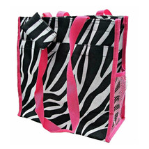 Black and White Zebra Print Tote Bag with Hot Pink Trim - £16.02 GBP