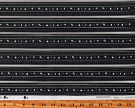 Cotton Floral Stripes Flowers Black Boudoir Fabric Print by the Yard D140.16 - £9.44 GBP