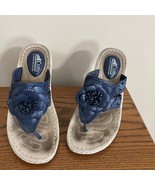 Cliffs by White Mountain Cynthia Sz 8.5M Comfort Blue Wedge Thong Sandals - $25.90 CAD