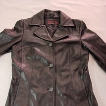 Siena Lined Fitted Soft Leather Black Button Jacket Women's Size Small RN#54163 image 14