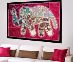 Bohemia Patchwork Vintage elefante colgante de pared étnico bordado a mano X85 - $21.88