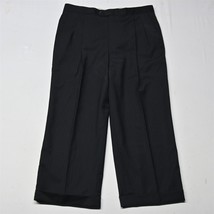 Vtg Bespoke 34x28 Black Stripe Old Money Wool Pleated Cuffed Mens Dress Pants - $31.84