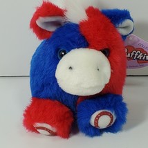 Puffkin Vintage Swibco NWT STRIPES 5&quot; Horse Plush Stuffed Animal Red White Blue - £7.52 GBP
