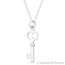 Skeleton Key-to-Heart Love Charm Pendant &amp; Chain Necklace in 925 Sterling Silver - £12.81 GBP+