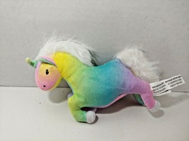 Gund Justice plush pastel unicorn small mini pink purple yellow green rainbow - $9.89