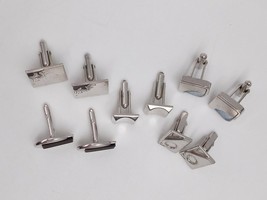 Mixed Lot 5 Pairs of Vintage Anson, Hickok, Swank Cufflinks Silver tone - £29.57 GBP