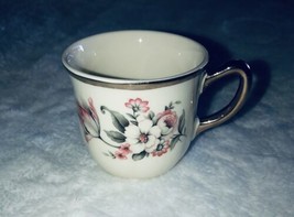 Small Teacup With Gold Handle And Rim Floral - £8.45 GBP