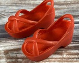 Vintage 1976 Kenner Bionic Woman Jamie Sommers Shoes Red Platform Sandals  - $10.69