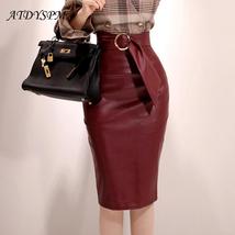 Autumn High Waist PU Leather Skirts - £32.73 GBP