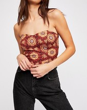 FREE PEOPLE Womens Tube Top Daisy Chain Knot Black Combo Brown Size S OB831209 - £28.75 GBP