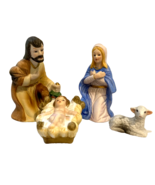 4 Piece Ceramic Nativity Scene Mary, Joseph, Baby Jesus, Lamb - $19.53 CAD