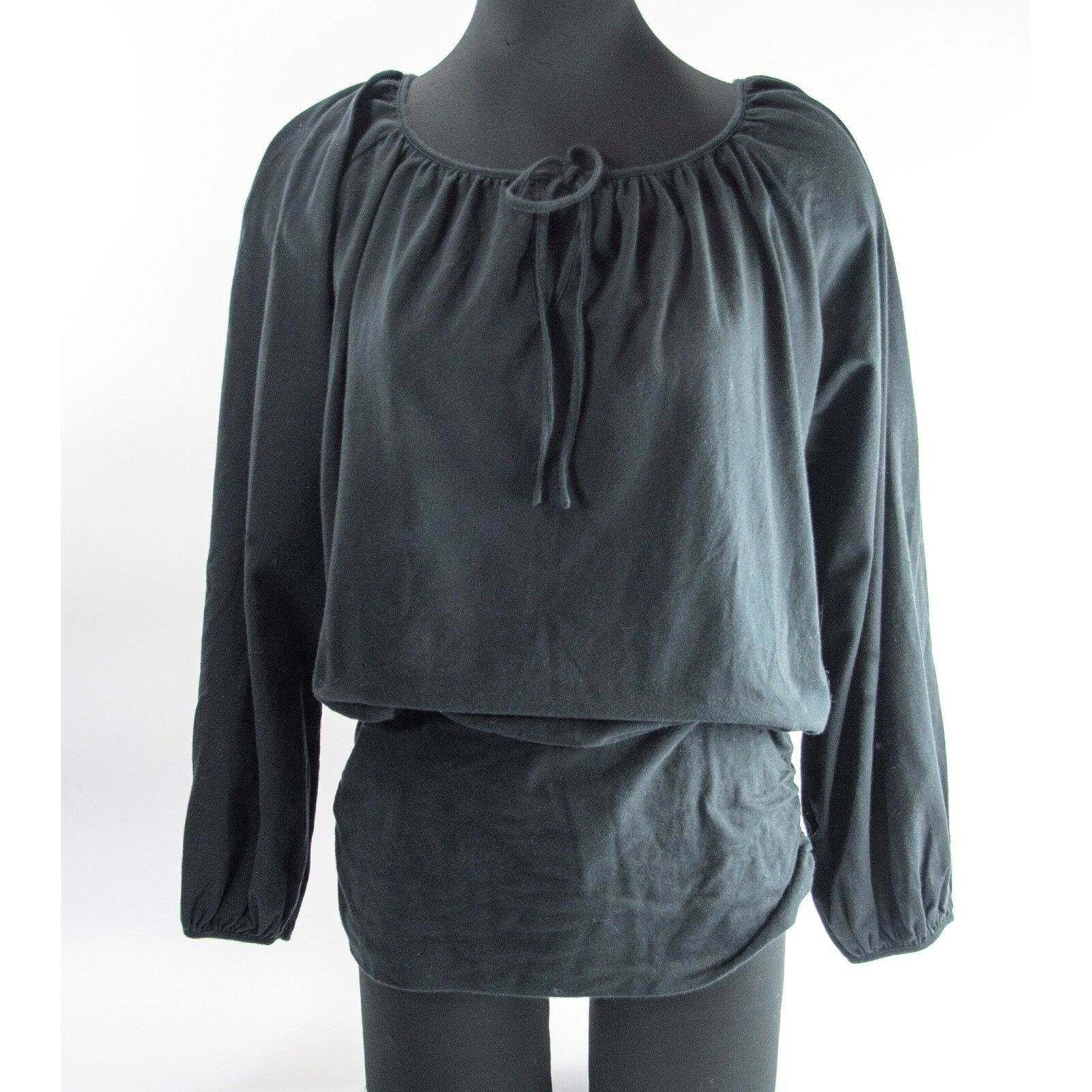 Shape FX Black Knit Tummy Control Drop Waist Blousant Peasant Tunic Blou... - $24.26