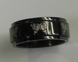 Stainless Steel Butterfly Black Spinner Ring - £13.53 GBP