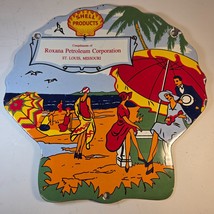 Vintage Shell GasolinePorcelain Clam Shape Roxana Gas &amp; Oil Pump Plate Sign - £97.04 GBP