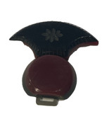 Multicolor Cherry Red and Black Etched Novelty Bakelite Coat Clasp 2&quot; - £42.83 GBP