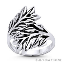 Branch Leaf Design Floraphile Charm .925 Sterling Silver Wide Chunky Bypass Ring - £23.56 GBP