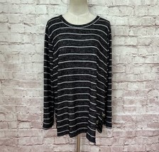 AGNES &amp; DORA Womens XXL Side Button Sweater Black White Heather Stripe 1... - £26.55 GBP