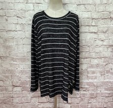 AGNES &amp; DORA Womens XXL Side Button Sweater Black White Heather Stripe 1... - $27.20