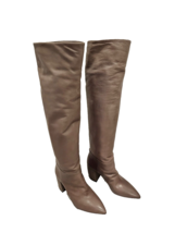 PRADA Taupe Leather Over the Knee Slouchy Boot with 3&quot; Covered Heel - Si... - $399.99